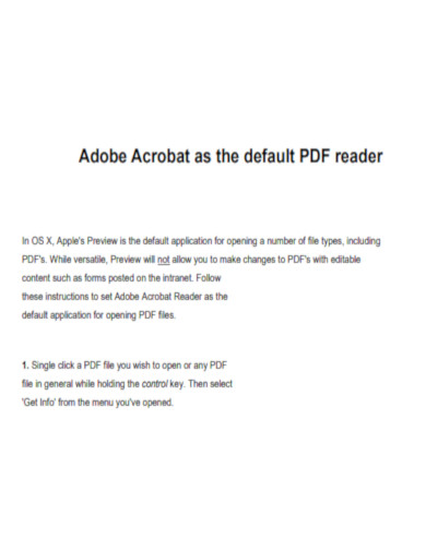 Adobe Acrobat as the default PDF reader
