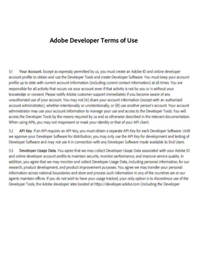 Adobe Developer Terms of Use