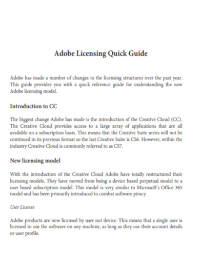 Adobe Licensing Quick Guide