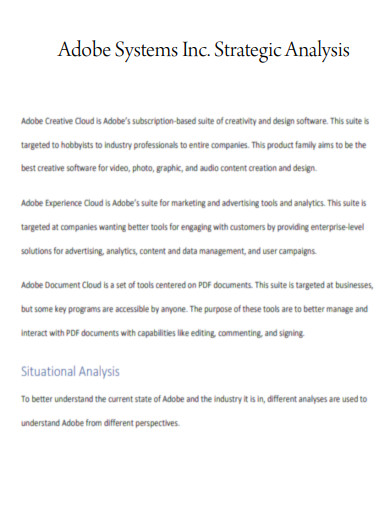 Adobe Systems Strategic Analysis