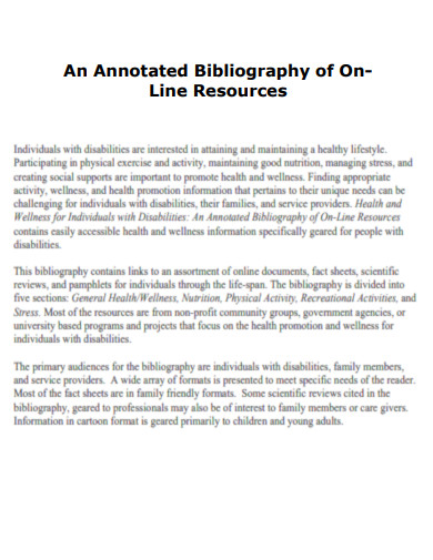 An Annotated Bibliography of On Line Resources