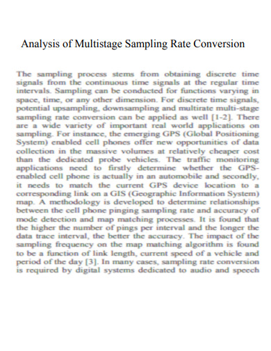 Analysis of Multistage Sampling Rate Conversion