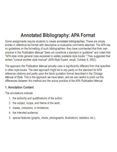 Annotated Bibliography Format