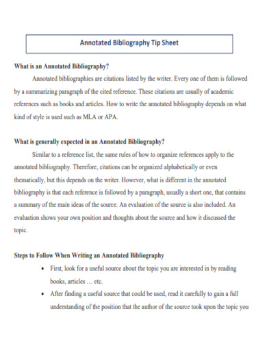 Annotated Bibliography Tip Sheet