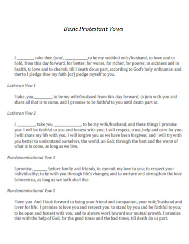 Basic Protestant Vows