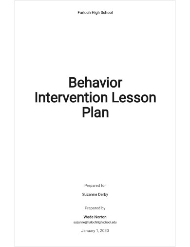 Behavior Intervention Lesson Plan Template