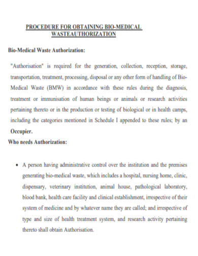 Bio Medical Waste Authorization