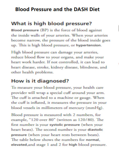 Blood Pressure and the DASH Diet
