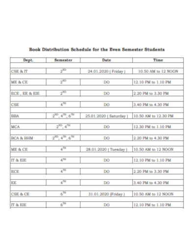 Book Distribution Schedule