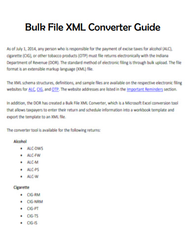 Bulk File XML Converter Guide