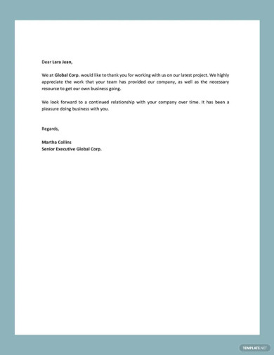 Business Thank You Letter Template