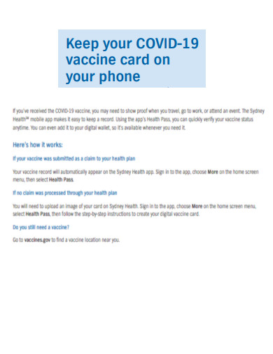 COVID vaccine card on your phone