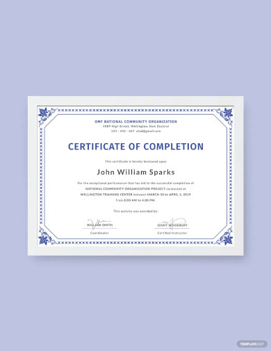 Certificate of Project Completion Template