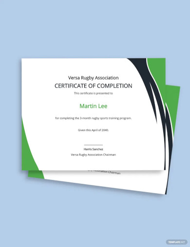 Certificate of Rugby Completion Template