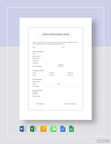 Client Information Sheet Template