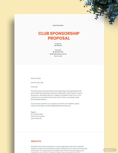Club Sponsorship Proposal Template