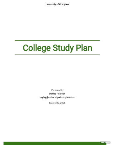 College Study Plan Template