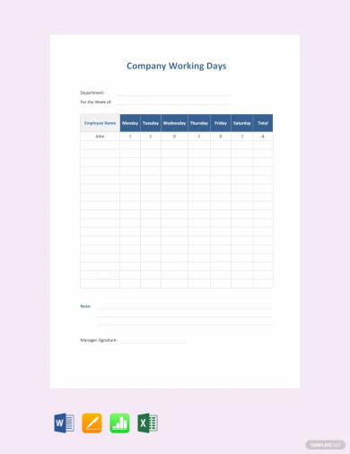 Company Attendance Sheet Template