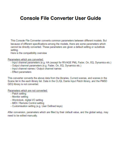Console File Converter User Guide