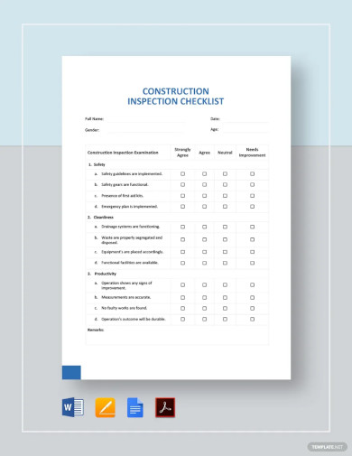 Construction Inspection Checklist Template