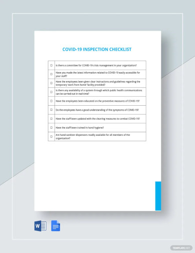 Coronavirus COVID 19 Inspection Checklist Template