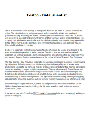 Costco Data Scientist