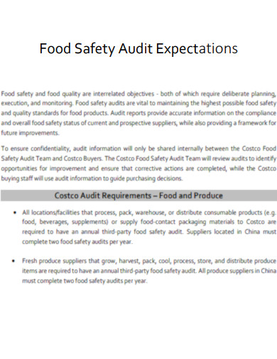 Costco Food Safety Audit Expectations