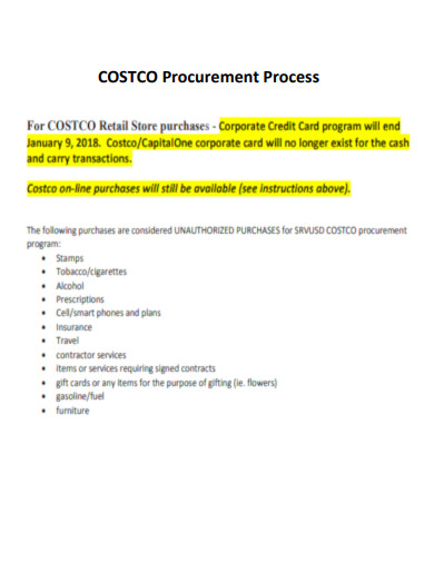Costco Procurement Process