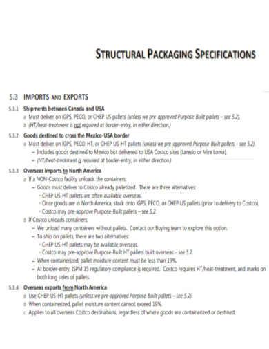 Costco Structural Packaging Specifications