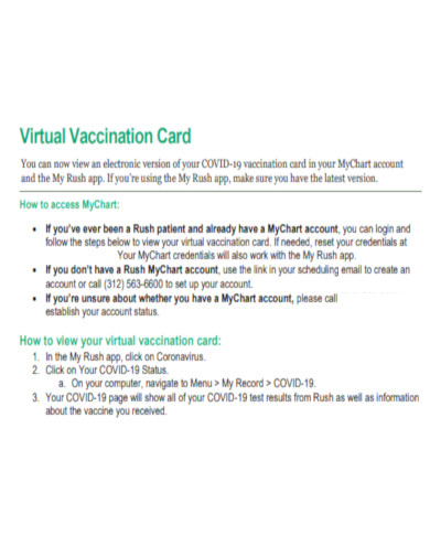 Covid Virtual Vaccination Card