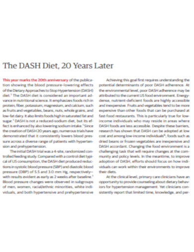 DASH Diet 20 Years Later