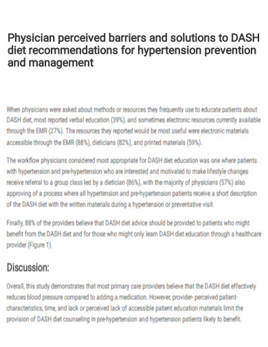 DASH Diet Hypertension Preventing Management