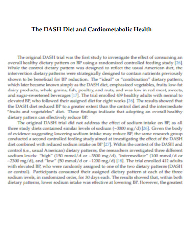 DASH Diet and Cardiometabolic Health