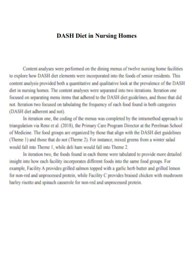 DASH Diet in Nursing Homes