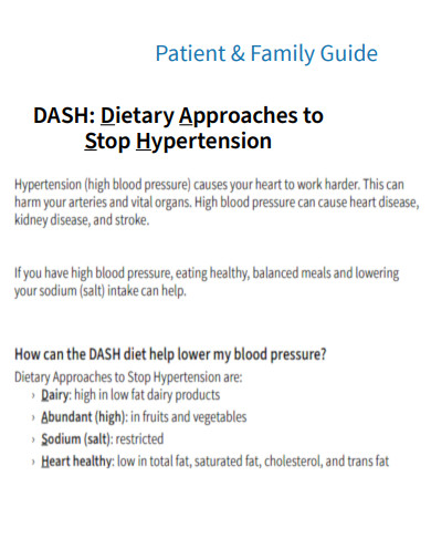 DASH Diet plan for Patient and Family Guide