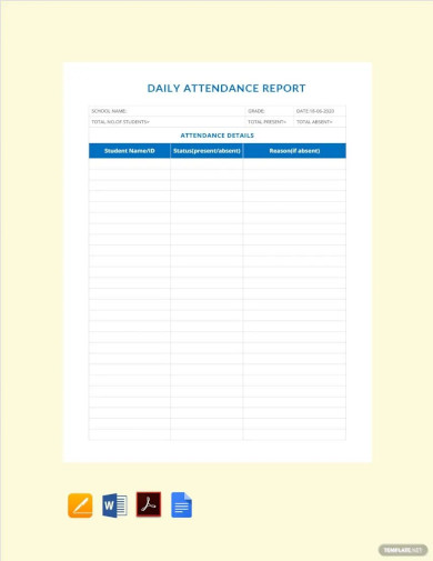 Daily Attendance Report Template