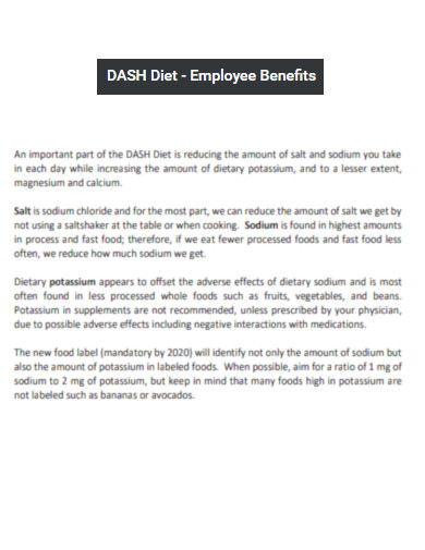 Dash Diet Employee Benefit