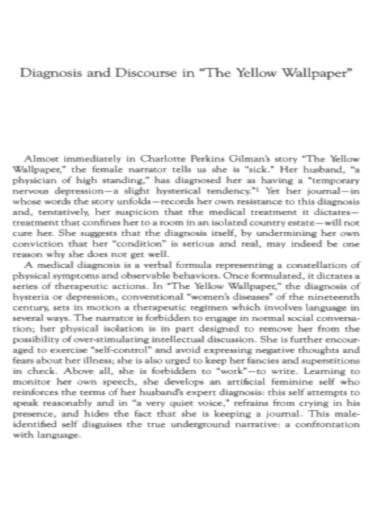 Diagnosis and Discourse in The Yellow Wallpaper
