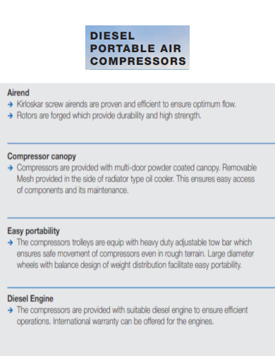Diesel Portable Air Compressor