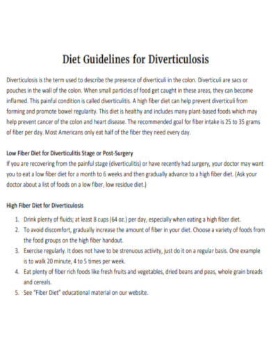 Diet Guidelines for Diverticulosis