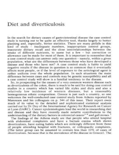 Diet and Diverticulosis