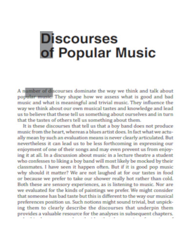 Discourses of Popular Music