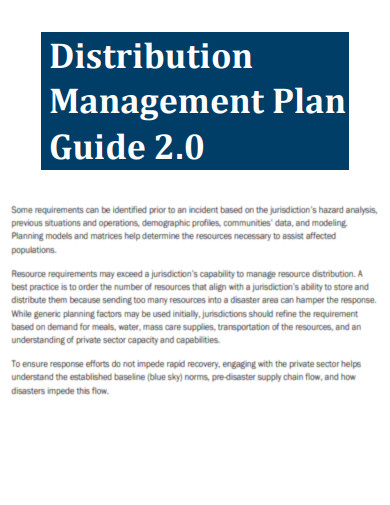 Distribution Management Plan Guide