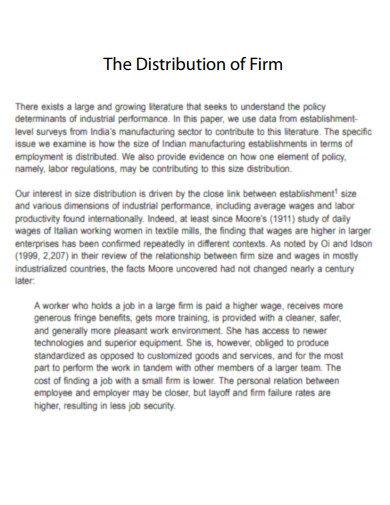 Distribution of Firm