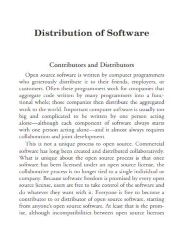 Distribution of Software
