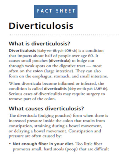 Diverticulosis Diet Fact Sheet