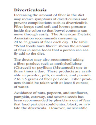 Diverticulosis Diet PDF
