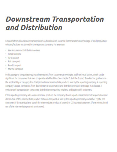 Downstream Transportation Distribution