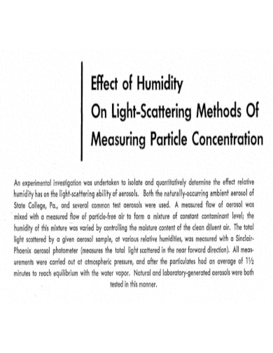 Effect of Humidify On Light Scattering