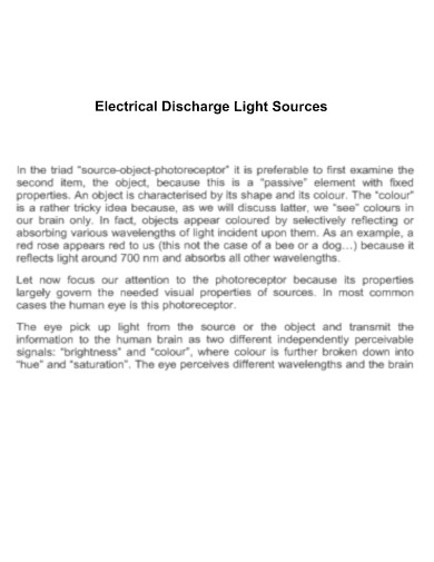 Electrical Discharge Light Source
